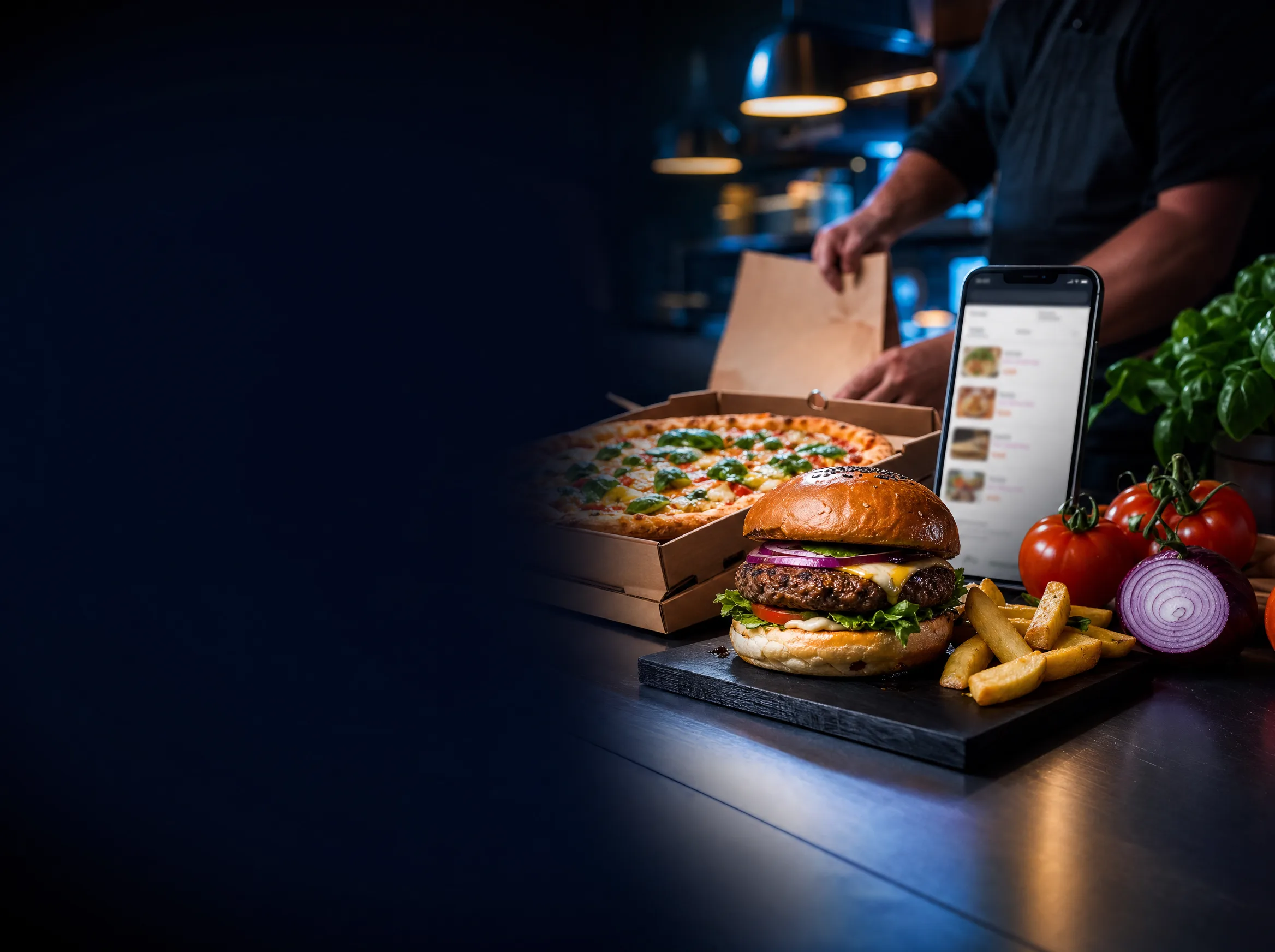 Cena de hamburguerias e pizzarias