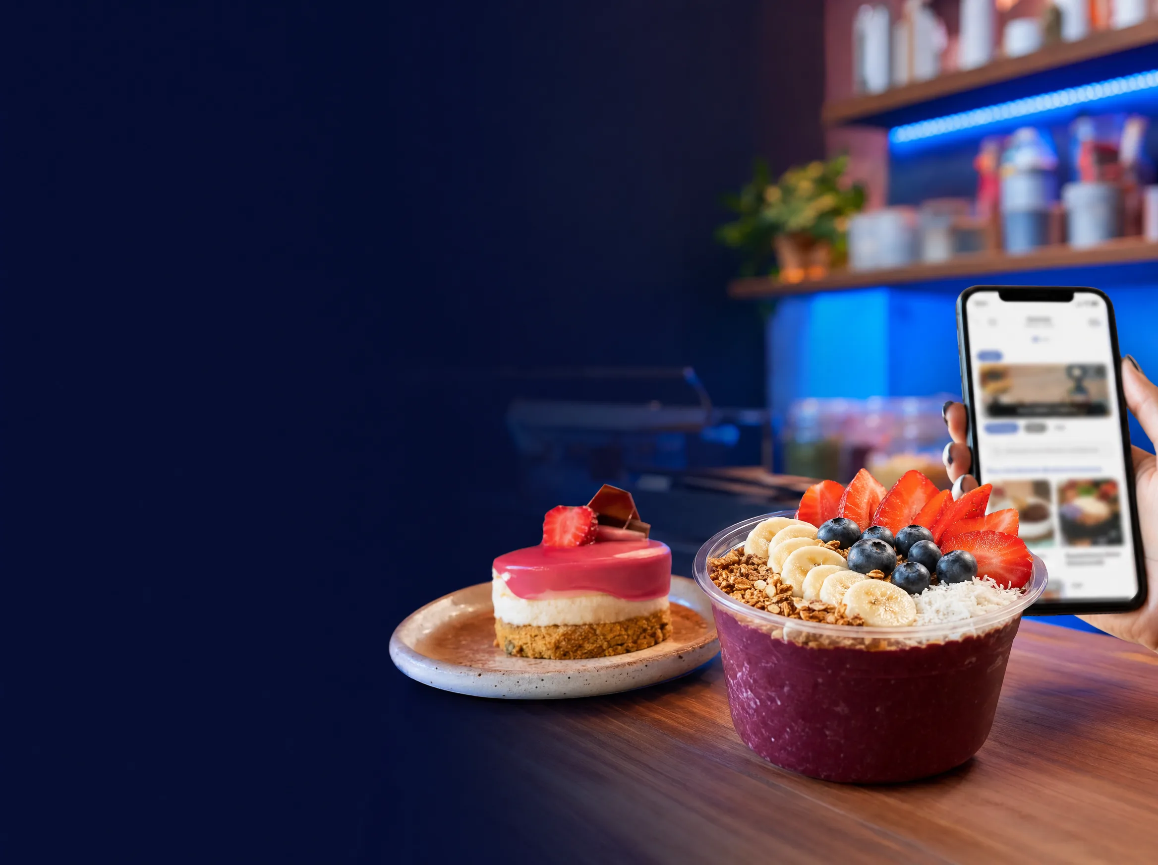 Cena de açaí e doces