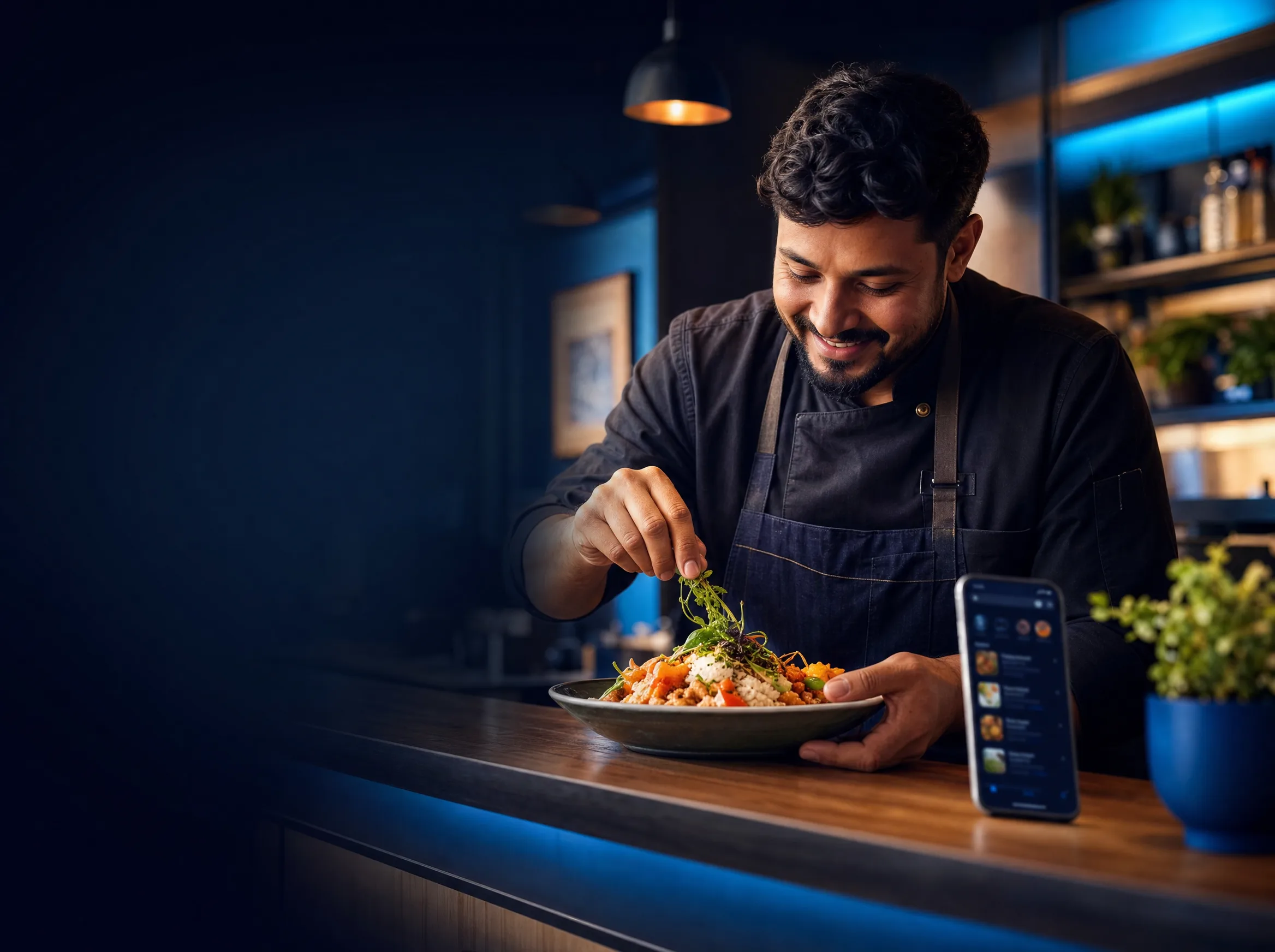 Cena de restaurantes e delivery