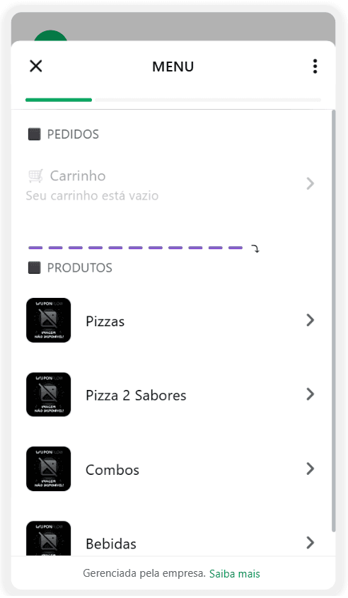 Menu inicial