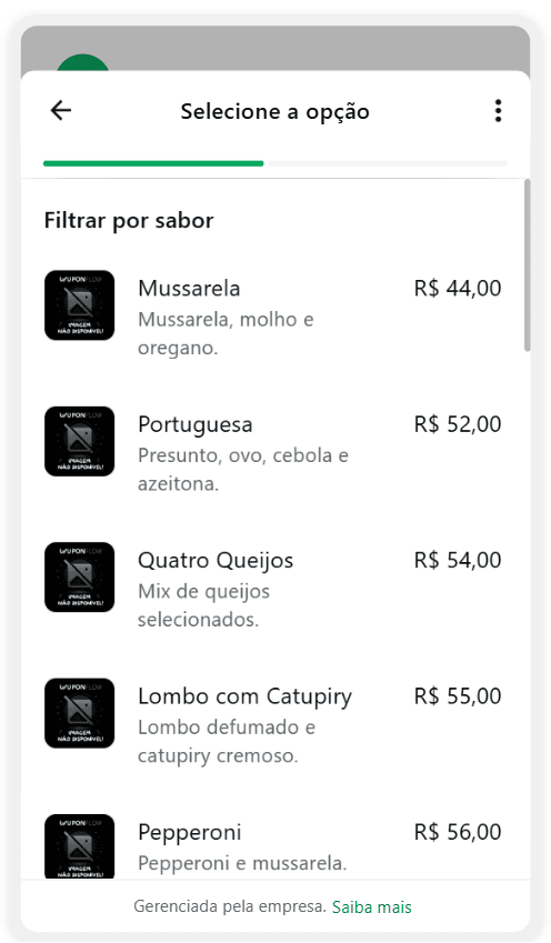 Selecao de opcao